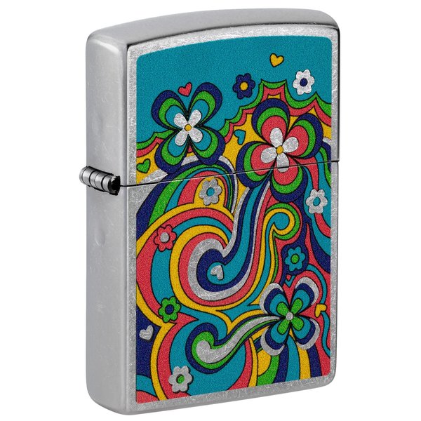 Zippo Flower Power Design Street Chrome Pocklet Lighter 48579